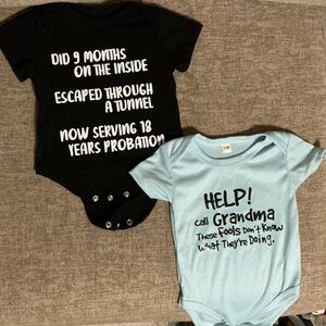 Two Infant Funny Sayings Onesies EUC